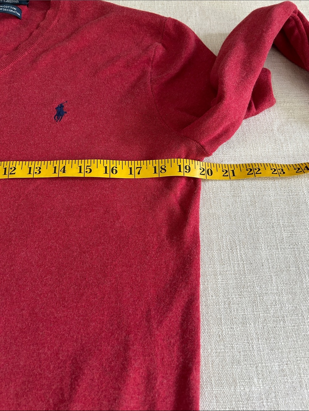 Vintage Polo by Ralph Lauren Pima Cotton V-Neck Sweater Men's Medium Red Casual - Picture 6 of 10